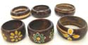 Coconut wood handpainted flower ring