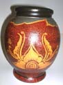 Big bellied ceramic flower pot with hand painting design 