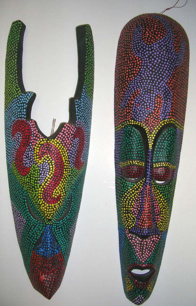 Wholesale Bali wooden handcrafted supply dotted color hand painting lambot mask        