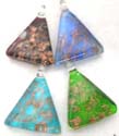 Triangle shape Venetian murano glass pendant with gold chips inlaid
