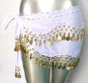 White dance mini skirt with golden money decoration