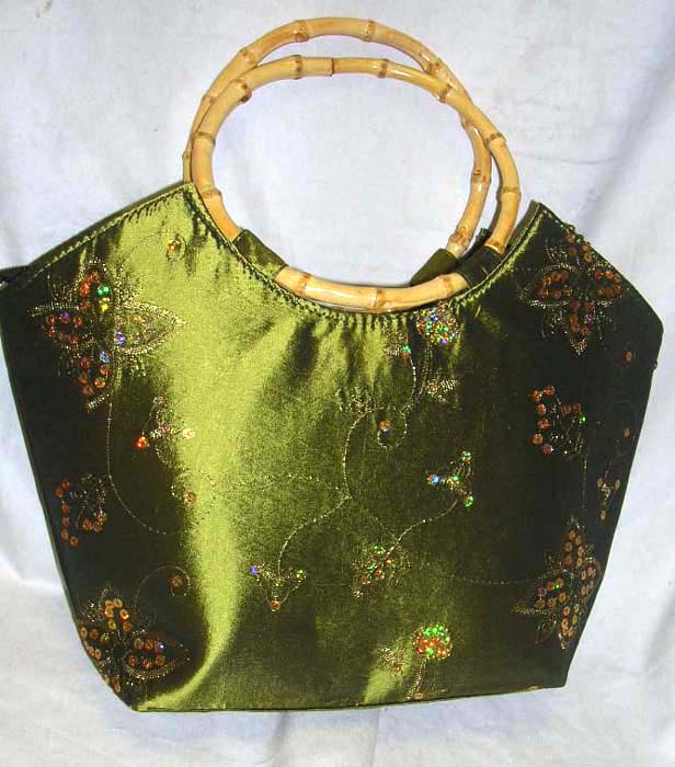 Handmade purse quality purse show room online Chinese silk fashion handbag with millefiori smoky floral design