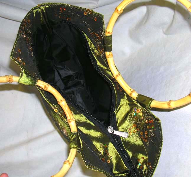 Handmade purse quality purse show room online Chinese silk fashion handbag with millefiori smoky floral design
