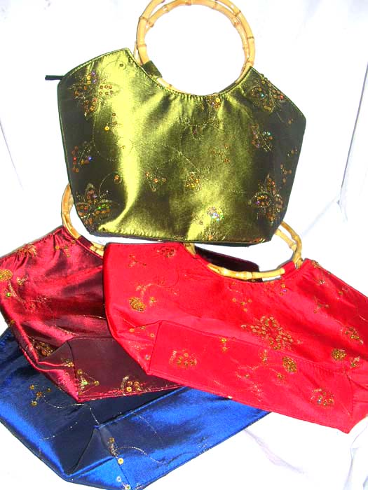 Handmade purse quality purse show room online Chinese silk fashion handbag with millefiori smoky floral design