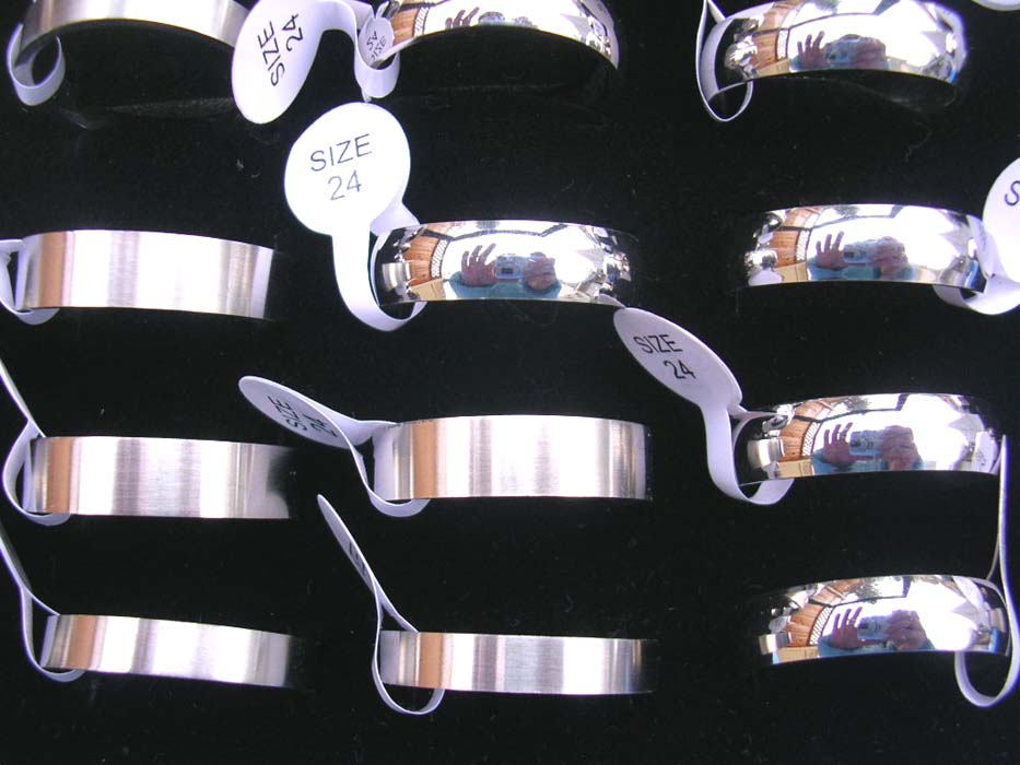 Shiny silver stainless solid ring 