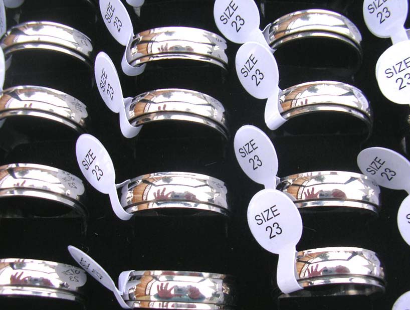 Plain silver color stainless fashionable spinning ring 