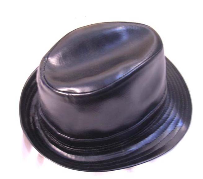 Shiny imitation leather hat 
