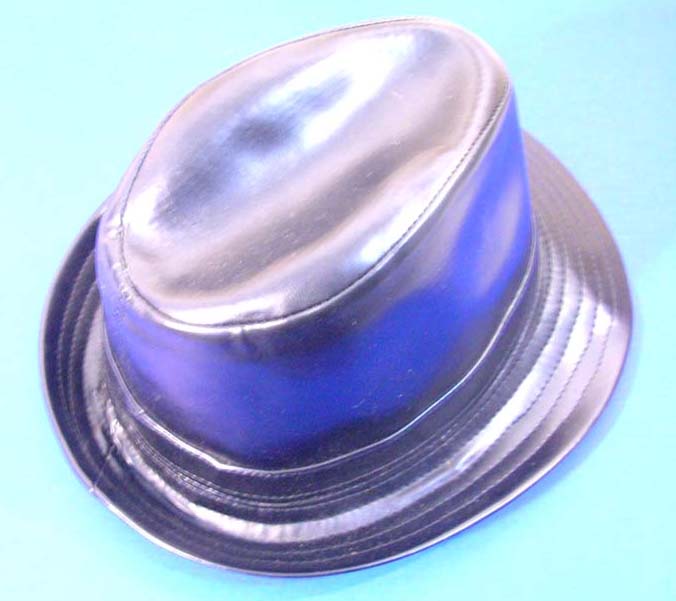 Shiny imitation leather hat 
