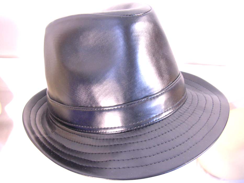 Shiny imitation leather hat 
