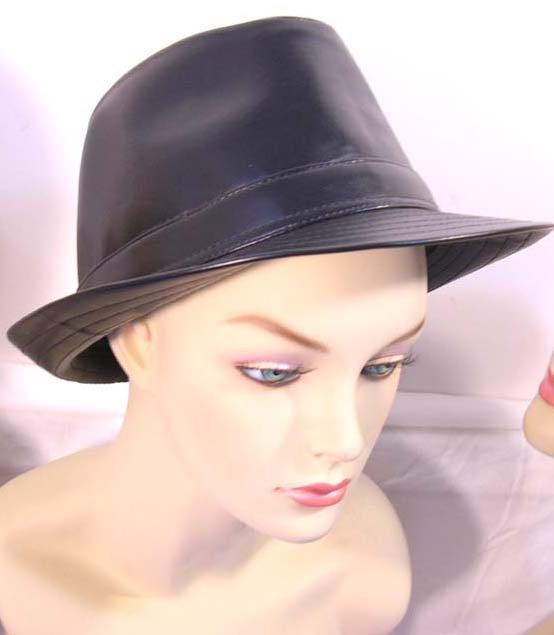 Shiny imitation leather hat 