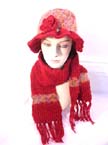 Knitting crochet rose scarf and hat set
