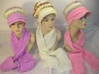 Beaded in fashion scarf and hat set with shiny fring design