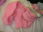 Beaded in fashion scarf and hat set with shiny fring design