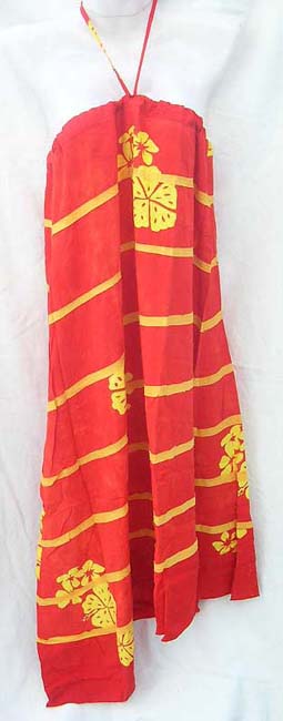 Wholesale Batik Rayon summer dress with horizontal stripes and tie up around neck online