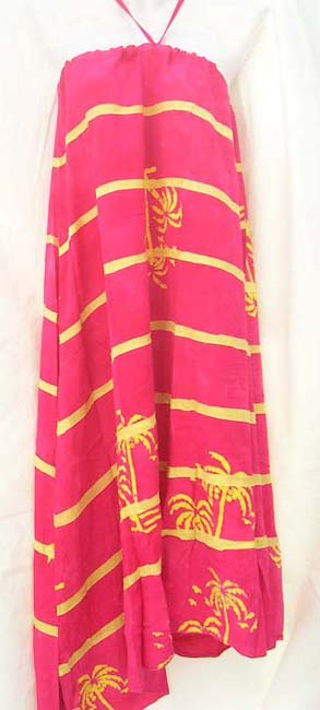 Wholesale Batik Rayon summer dress with horizontal stripes and tie up around neck online