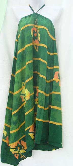 Wholesale Batik Rayon summer dress with horizontal stripes and tie up around neck online