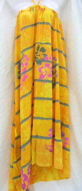 Wholesale Batik Rayon summer dress with horizontal stripes and tie up around neck online