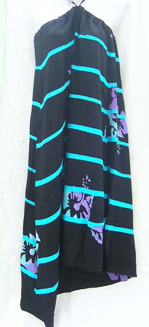 Wholesale Batik Rayon summer dress with horizontal stripes and tie up around neck online
