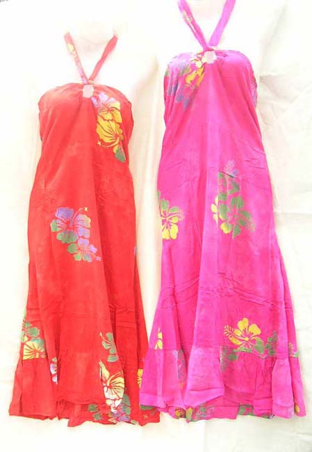 Aloha wear wholesaler exports Hawaiian hibiscua motif on beautiful rayon dress