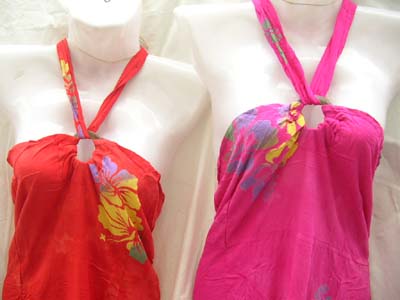 Aloha wear wholesaler exports Hawaiian hibiscua motif on beautiful rayon dress