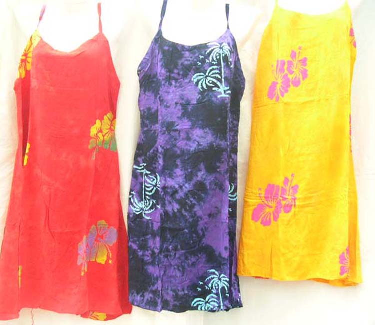 Shop online for wholesale Tank top styled, spaghetti strap mid legth dress with summer print