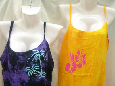 Shop online for wholesale Tank top styled, spaghetti strap mid legth dress with summer print