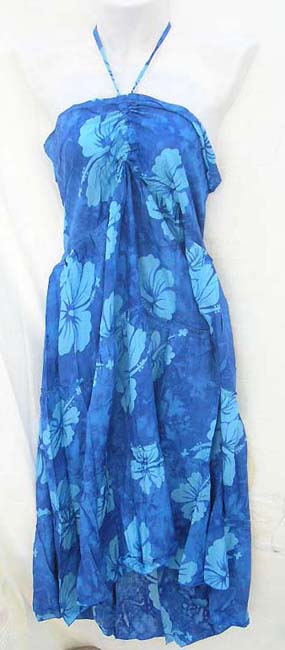 Resort wear import wholesale shopping, hibiscus floral theme on bali rayon dress