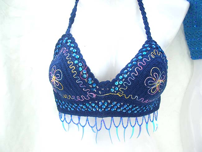 Fantasy clothing bali exchange, Exotic balinese spring fashion, crochet tropical top in light blue
