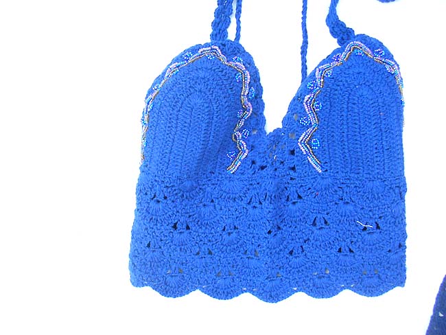 Fantasy clothing bali exchange, Exotic balinese spring fashion, crochet tropical top in light blue