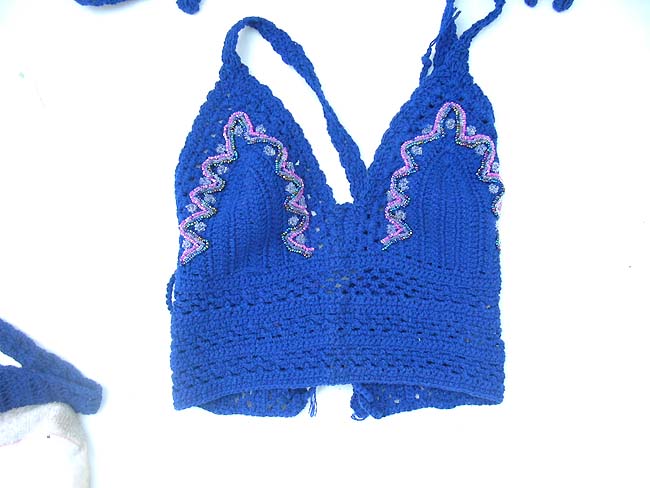 Fantasy clothing bali exchange, Exotic balinese spring fashion, crochet tropical top in light blue