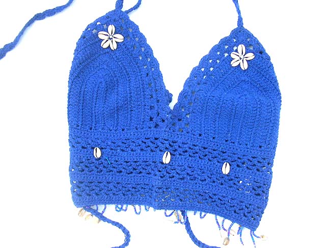 Fantasy clothing bali exchange, Exotic balinese spring fashion, crochet tropical top in light blue