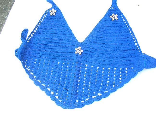 Fantasy clothing bali exchange, Exotic balinese spring fashion, crochet tropical top in light blue