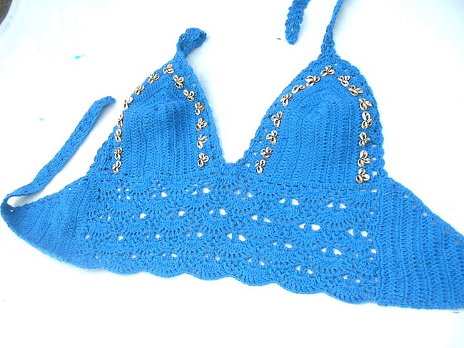Fantasy clothing bali exchange, Exotic balinese spring fashion, crochet tropical top in light blue