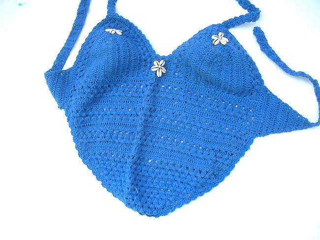 Fantasy clothing bali exchange, Exotic balinese spring fashion, crochet tropical top in light blue