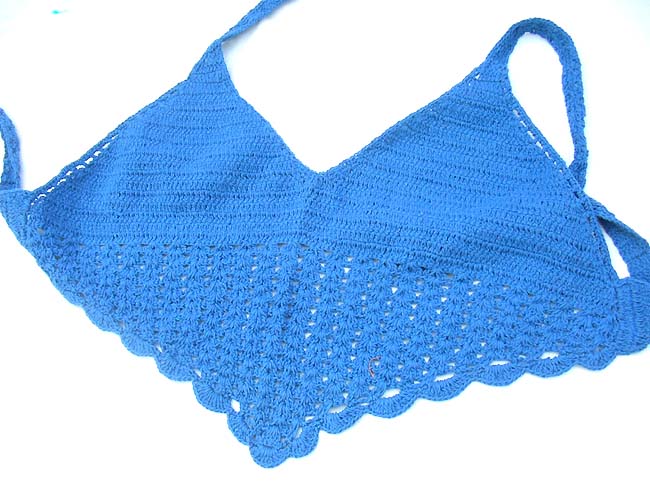 Fantasy clothing bali exchange, Exotic balinese spring fashion, crochet tropical top in light blue