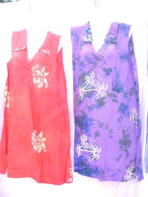 Casual wear short dress with bali flower motif, Bali product clothing catalog