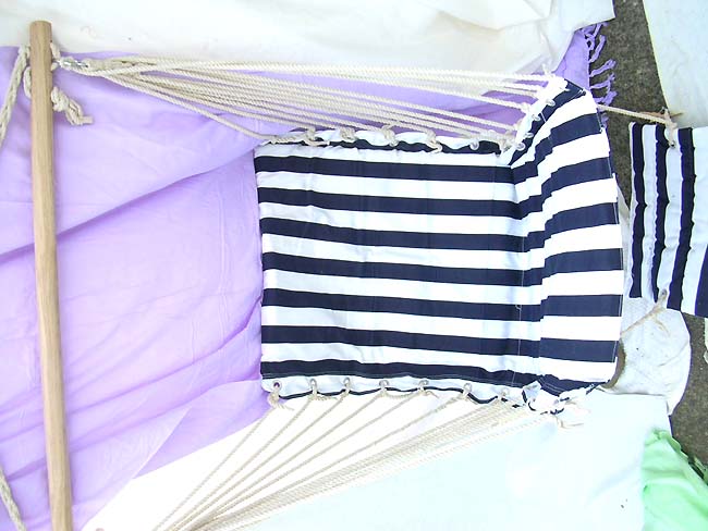 Black and white striped hanging chair, Outdoor furnishing supplies