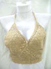 Ladies fashion tan colored thread art crochet top