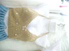 Ladies fashion tan colored thread art crochet top