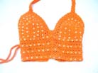Bali summer halter tops in orange and yellow needle work crochet