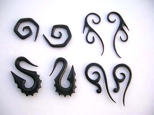 Tribal theme horn earrings from organic wood supply retail shop