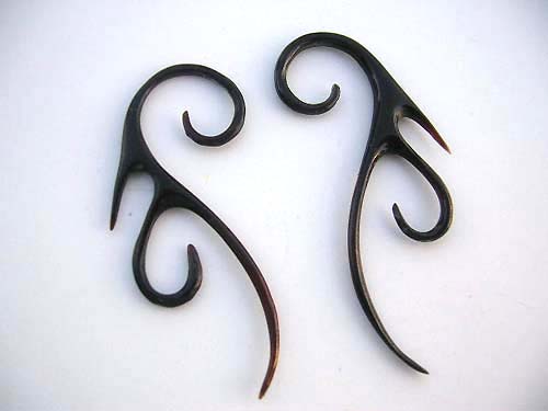 Tribal theme horn earrings from organic wood supply retail shop