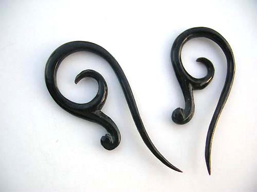 Tribal theme horn earrings from organic wood supply retail shop