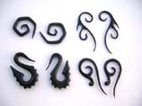 Tribal theme horn earrings from organic wood