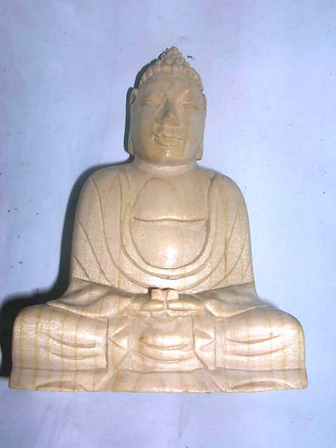 White wood, praying buddha figurine. home fashion export dealer