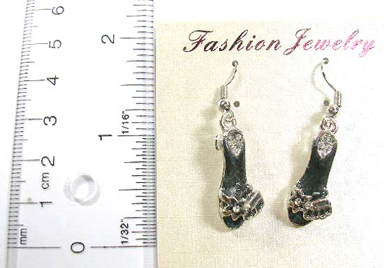 online jewelry fashion cz earring supply wholesale fish hook earring in high heel design with a clear cz embedded 