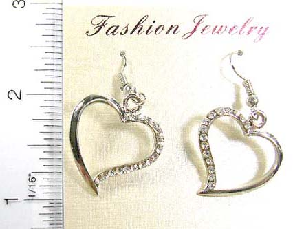 heart jewelry cz earring gift shopping wholesale supply cut-out heart love earring with multi clear cz embedded 