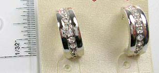 Fashion jewelry wedding supplier post back earring in half circular shape design with clear cz embedded 