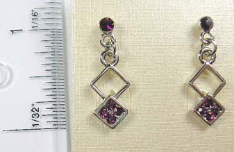 fine cz jewelry for lady shop online wholesale post back earring with round and diamond shape purple cz embedded     