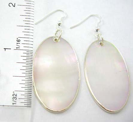 wholesale quality silver seashell fine jewelry supply fish hook shell earring in ellipse-shaped with silver edge